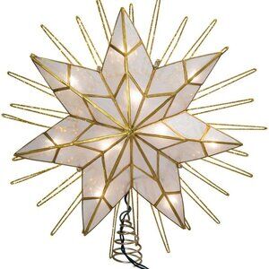 Capiz Star - Lighted Tree Topper by Kurt Adler in Gold Tone - 12" diameter